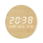LED Large Display Calendar Wall Clocks Home Decor Modern Temperature Alarm Clock Wooden