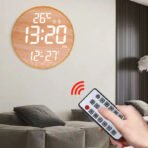 LED Large Display Calendar Wall Clocks Home Decor Modern Temperature Alarm Clock Wooden - Image 6
