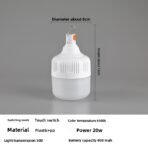 Battery USB Bulb Rechargeable Home Led - Image 6